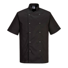 Jacheta bucatar Cumbria Chefs Jacket S/S C733 Portwest-Negru-L