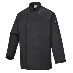 Jacheta bucatar Suffolk Chefs L/S C833 Portwest-Negru-XS
