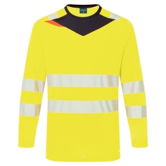 Tricou reflectorizant Hi-Vis slim fit cu protectie UV DX416 Portwest-Galben/negru-S