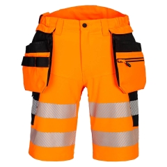 Pantaloni de lucru scurti elastici reflectorizanti  Hi-Vis DX446 Portwest-Portocaliu/Negru-38 - S - 30 inch