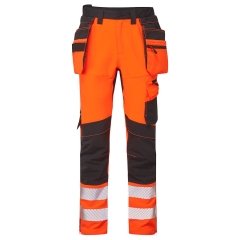 Pantaloni de lucru reflectorizanti slim fit Hi-Vis DX454 Portwest-Portocaliu/Negru-36 - XS - 28 inch