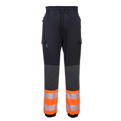 Pantaloni de lucru slim fit cu benzi reflectorizante Hi-Vis Flexi KX341 Portwest-Negru/Portocaliu-M