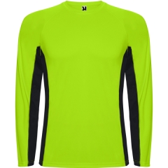 Tricou Shanghai L/S bărbat mânecă lungă - VERDE FLUOR/NEGRU