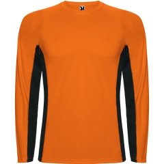 Tricou Shanghai L/S bărbat mânecă lungă - PORTOCALIU FLUOR/NEGRU