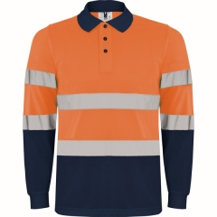 Tricou Polaris vizibilitate înaltă bărbat - BLEUMARIN/PORTOCALIU FLUOR