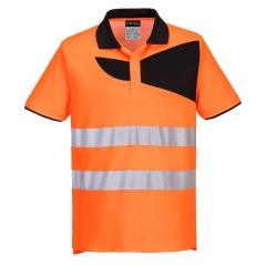 Tricou polo reflectorizant Hi-Vis PW212 Portwest-Portocaliu/Negru-S