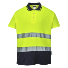 Tricou polo reflectorizant cu protectie UV S174 Portwest-Galben/Navy-S