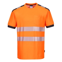 Tricou polo reflectorizant Hi-Vis T181 Portwest-Portocaliu/Gri-S