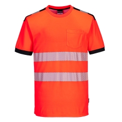 Tricou polo reflectorizant Hi-Vis T181 Portwest-Rosu/negru-S