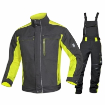 Costum salopeta cu pieptar Neon negru/galben H6400/H6402 Ardon