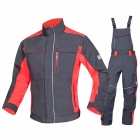 Costum salopeta cu pieptar Neon gri/rosu H6403/H6405 Ardon