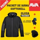 Pachet PROMO Jacheta de iarna softshell gluga TK53BKR +  manusa TOUCHSCREEN GL16BKR + caciula iarna WCAP