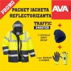 Pachet PROMO Jacheta iarna reflectorizanta TRAFFIC CONTRAST S466YER + manusa iarna THERMAL GRIP A140BKR + caciula navy iarna WCAP