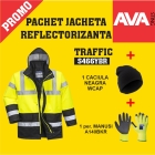Pachet PROMO Jacheta iarna reflectorizanta TRAFFIC CONTRAST S466YBR + manusa iarna THERMAL GRIP A140BKR + caciula neagra iarna WCAP