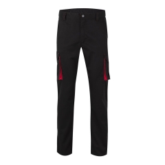 Pantaloni de lucru  slim fit Stretch inisex bicolori 103024S Velilla -Black/Red - 00/12-34