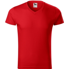 Tricou barbati Slim Fit V-Neck 146 Malfini-Rosu-07-S