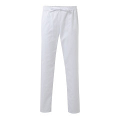 Pantaloni medicali unisex tercot cu talie elastica 533001 Velilla -White-07-XXS