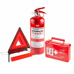 Kit auto Standard - Stingator auto P1 + trusa sanitara auto Prima + 2 triunghiuri reflectorizante