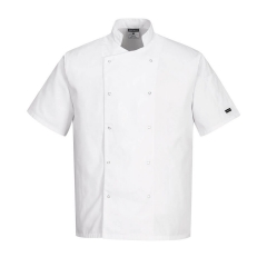 Jacheta bucatar Cumbria Chefs Jacket S/S C733 Portwest-Alb-S