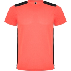 Tricou Detroit bărbat | Model clasic - CORAL FLUOR/NEGRU