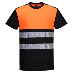 Tricou reflectorizant Hi-Vis Clasa 1 PW311 Portwest-Portocaliu/Negru-S